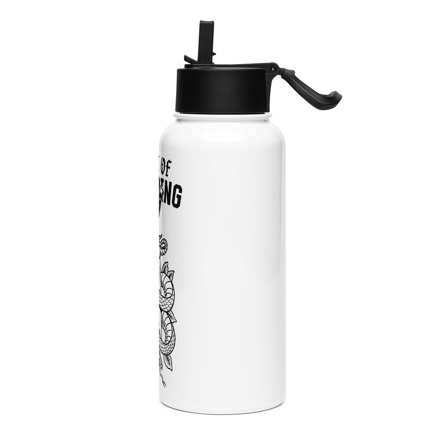 Serpent stainless steel water bottle with a straw lid