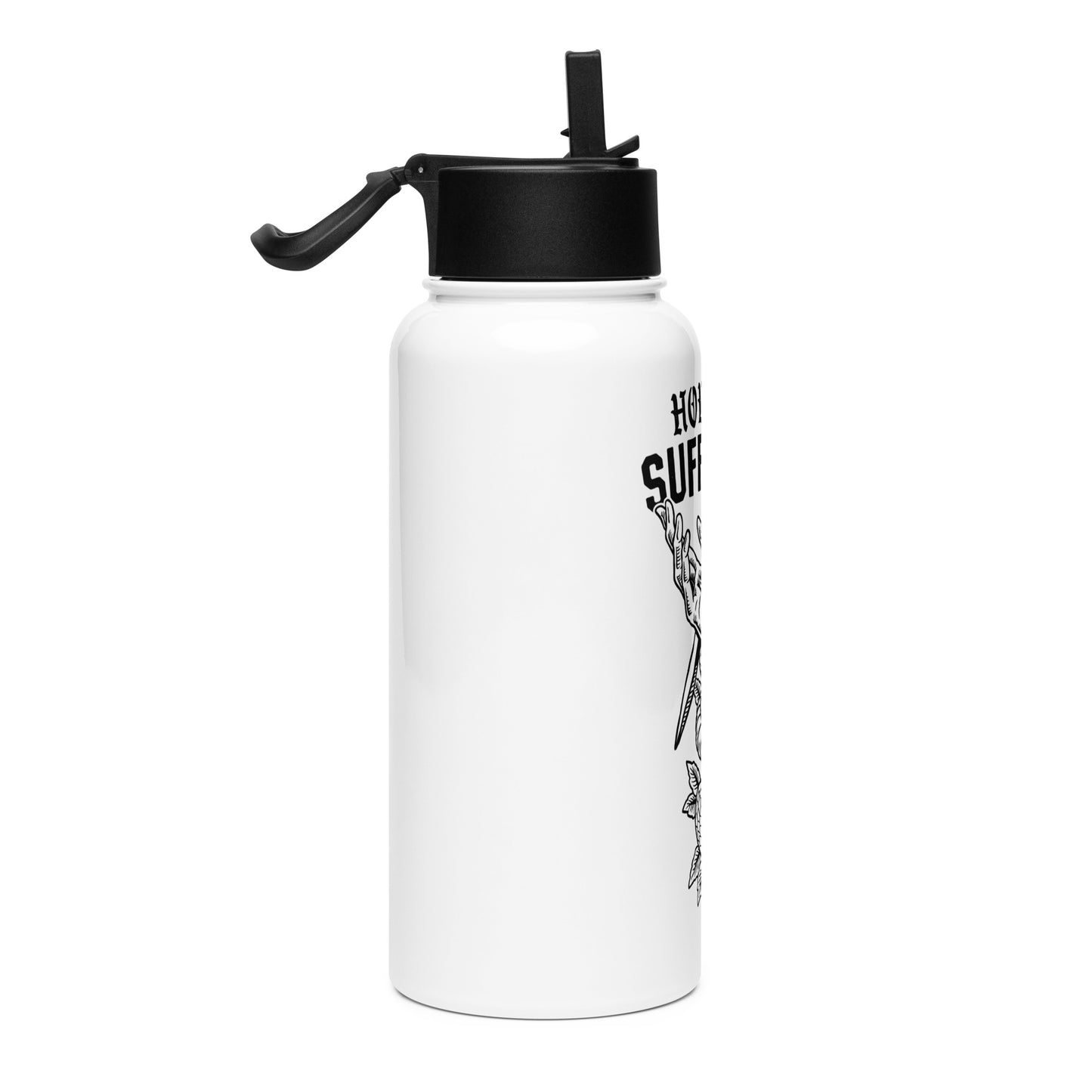 Serpent stainless steel water bottle with a straw lid